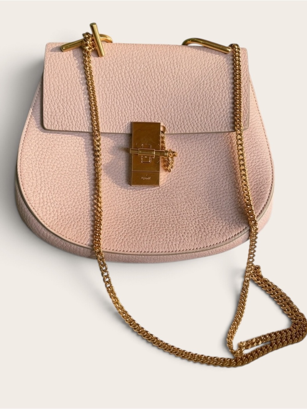 Chloé Drew Shoulder Bag Marshmallow Pink Leather Gold Hardware